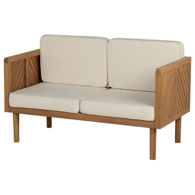 2 Seater Acacia Wood Garden Sofa Light BARATTI - 4