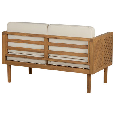 2 Seater Acacia Wood Garden Sofa Light BARATTI - 5
