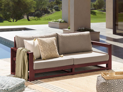 2 Seater Acacia Wood Garden Sofa Mahogany Brown TIMOR II
