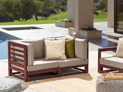 2 Seater Acacia Wood Garden Sofa Mahogany Brown TRANI