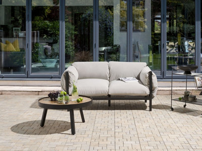 2 Seater Aluminium Garden Sofa Light Grey ESPERIA
