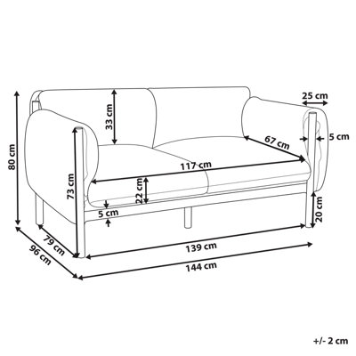 2 Seater Aluminium Garden Sofa Light Grey ESPERIA - 3