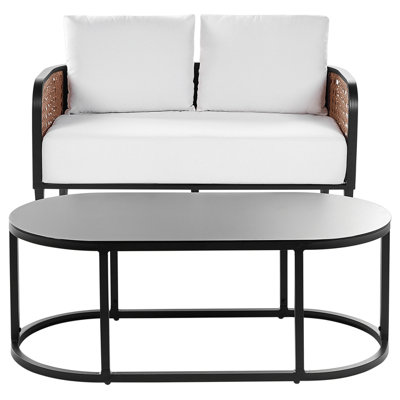 2 Seater Aluminium Garden Sofa Off-White MONTEFALCO