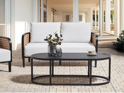 2 Seater Aluminium Garden Sofa Off-White MONTEFALCO