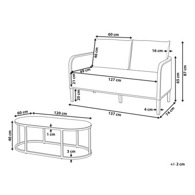 2 Seater Aluminium Garden Sofa Off-White MONTEFALCO - 3