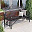 2 Seater Black Modern Cast Iron Metal Slat Armchair Garden Bench