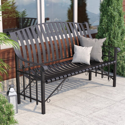 Black metal outlet garden bench