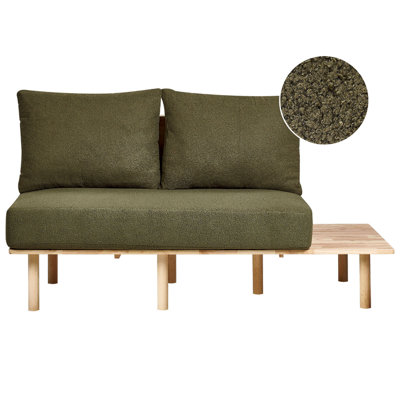 2 Seater Boucle Sofa with Table Dark Green SALO