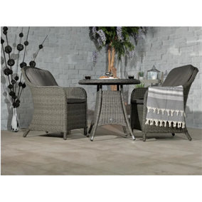 2 Seater Caver Bistro Set 75cm Round Table With 2 Imperial Chairs Including Cushions