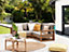 2 Seater Certified Acacia Wood Garden Corner Sofa Light TIMOR II