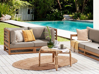 2 Seater Certified Acacia Wood Garden Sofa Light TRANI