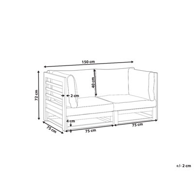 2 Seater Certified Acacia Wood Garden Sofa Light TRANI - 3