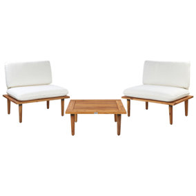 2 Seater Certified Acacia Wood Garden Sofa Set Off-White FRASCATI
