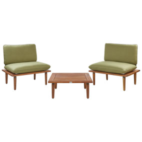 2 Seater Certified Acacia Wood Garden Sofa Set Olive Green FRASCATI