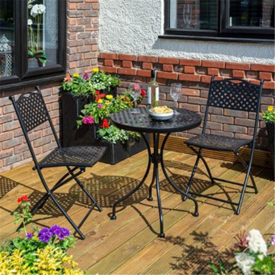 2 Seater Deluxe Havana Lattice Bistro Set - Black