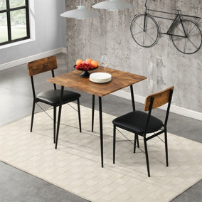 2-Seater Dining Set, 3-piece Dining Set for Home/Kitchen/Dining Room, Brown+Black