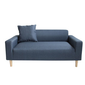 2 Seater Fabric Compact Sofa in a Box with Wooden Legs, Dark Grey