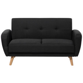 2 Seater Fabric Sofa Bed Black FLORLI
