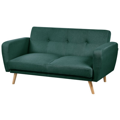 2 Seater Fabric Sofa Bed Green FLORLI