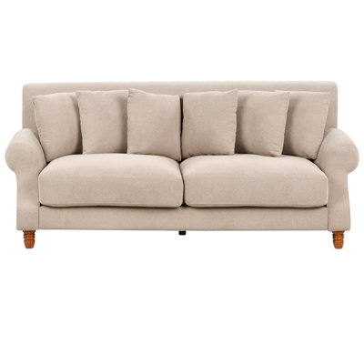 2 Seater Fabric Sofa Beige EIKE