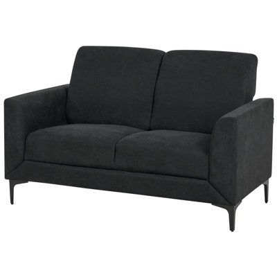 2 Seater Fabric Sofa Black FENES