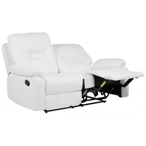 2 Seater Faux Leather Manual Recliner Sofa White BERGEN