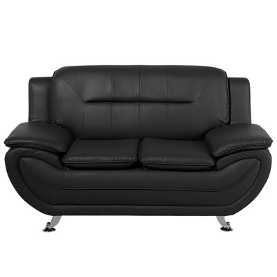 2 Seater Faux Leather Sofa Black LEIRA