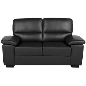 2 Seater Faux Leather Sofa Black VOGAR