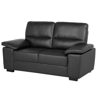 2 Seater Faux Leather Sofa Black VOGAR