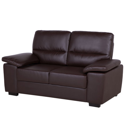 2 Seater Faux Leather Sofa Brown VOGAR