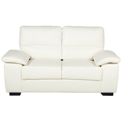 2 Seater Faux Leather Sofa Cream VOGAR