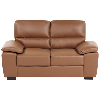 2 Seater Faux Leather Sofa Golden Brown VOGAR