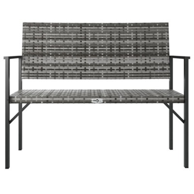 2-Seater Garden Bench Grey Poly Rattan
