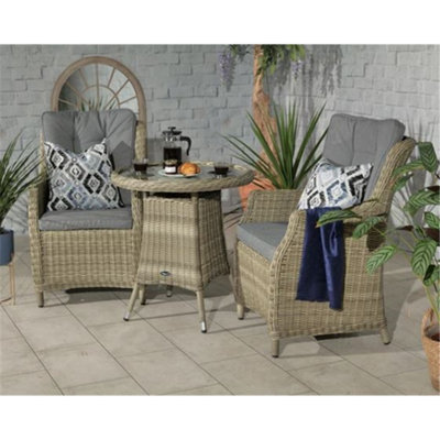 2 Seater Garden Furniture Set - Deluxe Rattan Highback Comfort Round ...