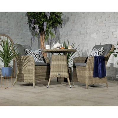 2 Seater Garden Furniture Set - Deluxe Rattan - Round Bistro Set - 110cm Table with 4 Imperial Chairs includes Cushions