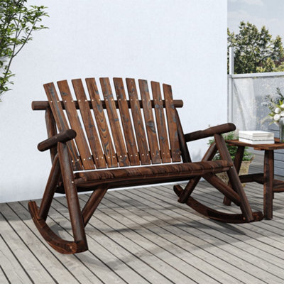 2 Seater Garden Rocking Bench 123x96x102 cm Solid Wood Spruce