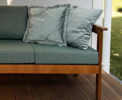 2 Seater Garden Sofa Wooden Garden Furniture Sofa Deep Comfy Green Cushions Cozy