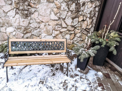 2 Seater Garden Wooden Lattice Bench - 3