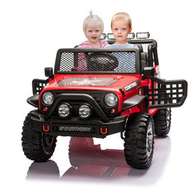 2 Seater Kids Ride On Car with 2.4G Remote Control LED Lights Music FM Radio