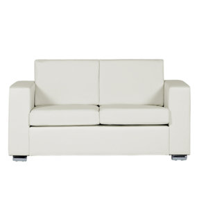 2 Seater Leather Sofa White HELSINKI