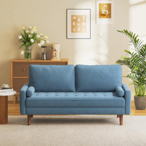2 Seater Linen Fabric Sofa Square Arm Loveseat - 173cm