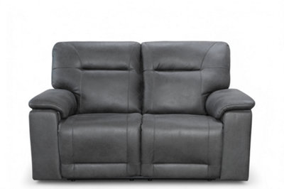 2 Seater Manual Recliner Sofa in Grey Faux Leather