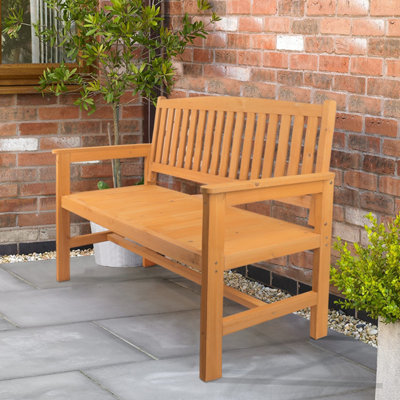 2 Seater Modern Wooden Garden Bench - 5