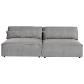 2 Seater Modular Armless Fabric Sofa Grey HELLNAR