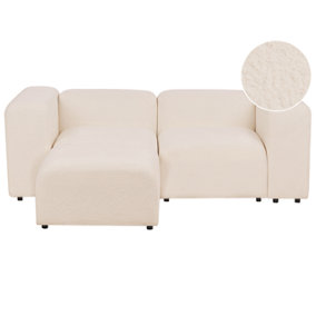 2 Seater Modular Boucle Sofa with Ottoman Beige FALSTERBO