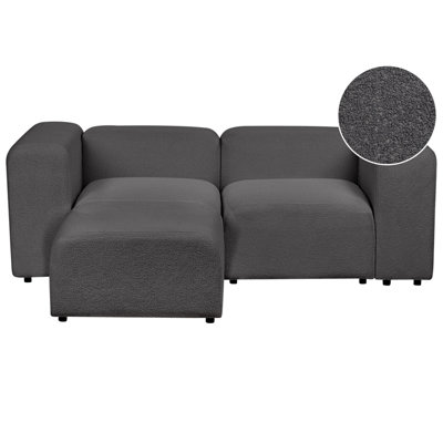 2 Seater Modular Boucle Sofa with Ottoman Dark Grey FALSTERBO