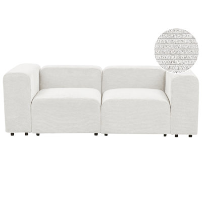 2 Seater Modular Corduroy Sofa White FALSTERBO