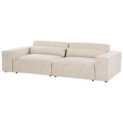 2 Seater Modular Velvet Sofa Beige HELLNAR