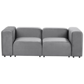 2 Seater Modular Velvet Sofa Grey FALSTERBO