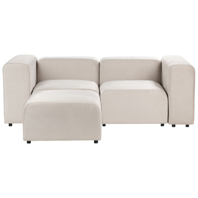 2 Seater Modular Velvet Sofa with Ottoman Beige FALSTERBO